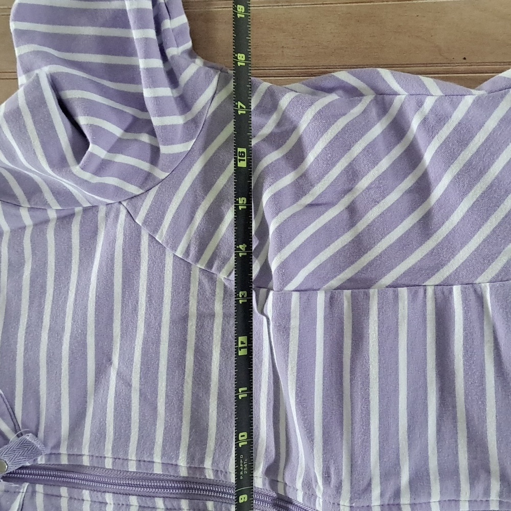 Appleseeds Petite Small Zip Lightweight Jacket Athletic Lavender Striped Cotton - Picture 10 of 10